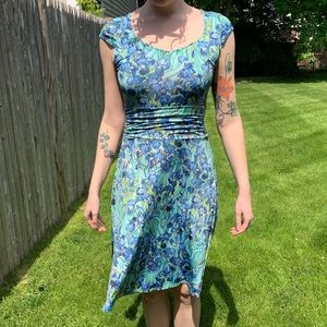 Retrolicious Van Gogh Irises Knee-Length Dress